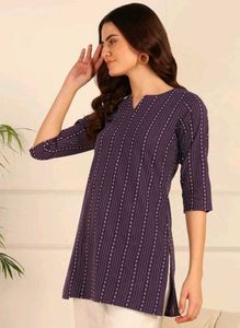 Purple Striped Short Kurti 💜