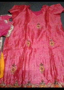 designer pink kurta set with dupatta
