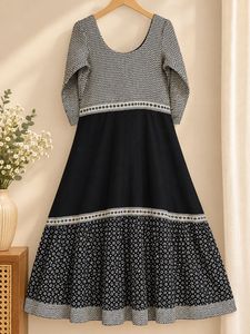 Stylish Black & White Printed Maxi Dress