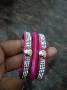 Stunning Pink Bangles with Rhinestones