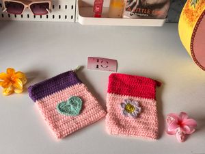 Handmade Crochet Pouches - Set of 2