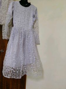 Beautiful White braso frock chudidar dupatta