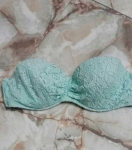 Aqua Lace Strapless Bandeau Bikini Top