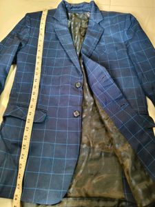 Men's Navy Blue Checkered Blazer