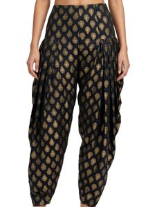 Elegant Black & Gold Brocade Dhoti Pants