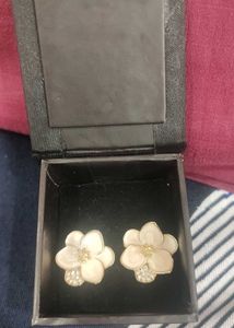 925 Silver Gold Tone Floral Earrings