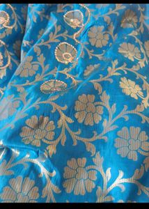 Beautiful Blue Brocade Silk Saree