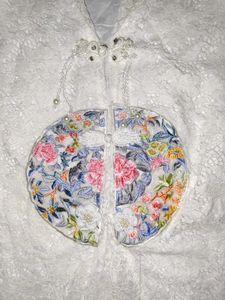 White Lace Mandarin Collar Blouse