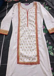 Embroidered White Kurta