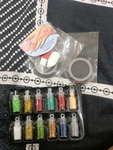 Nail Art Glitter & Decals Set