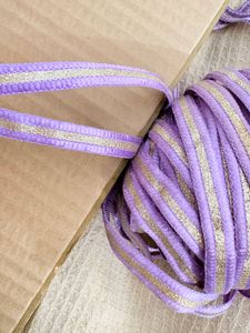 Lavender saree border with golden silver stripes o