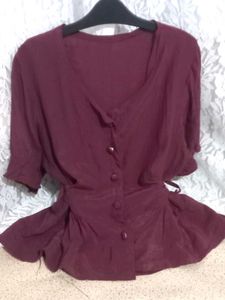Dark Purple Peplum Style Blouse