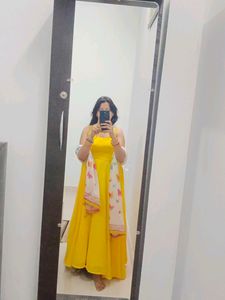 Yellow Color Anarkali Suit With Dupatta . One Time