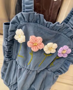 Baby Blue Romper with Flowers