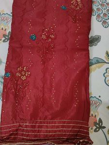 Elegant Maroon Embroidered Unstitched Suit