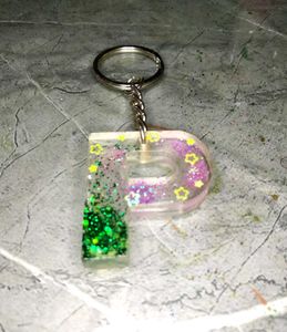 P Letter Keychain Resin Art