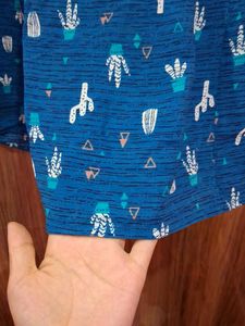 Blue Cactus Print Shorts