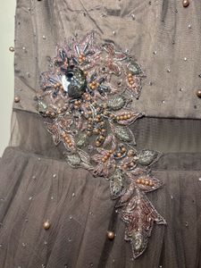 Elegant Grey Embellished Dress