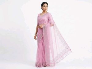 Elegant Black Saree with Heart Motifs