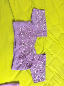 Embellished Lavender Saree with Mirror Work