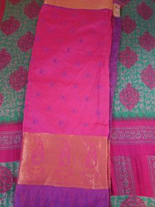 Vibrant Pink Saree with Paisley Border