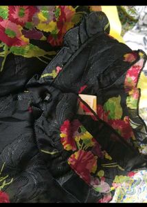 Floral Sheer Blouse+skirt combo
