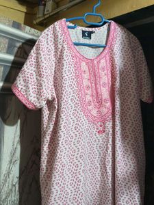 Elegant Pink Embroidered nighty
