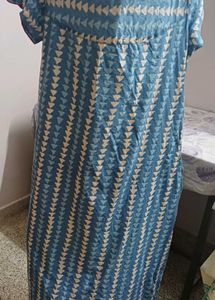 Blue Printed Cotton Nighty