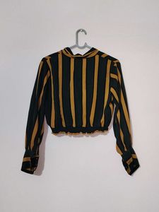 Striped Wrap Cropped Top