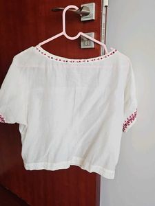 Embroidered White Cotton top/blouse