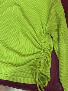 Lime Green Ruched Long Sleeve Top