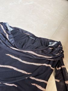 Sheer Zebra Print Off-Shoulder Top