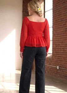 Red Top and black jaena ❤️🖤