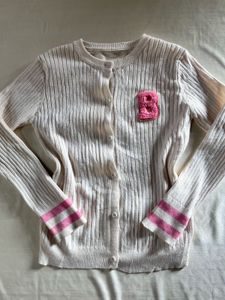 Cute Cream Cardigan with Pink 'B'