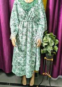 Bohemian Green Floral Kaftan Kurti