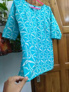 Stylish Blue Geometric Print Kurta