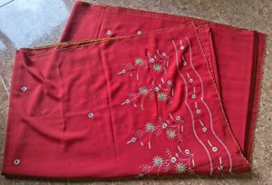 Red Embroidered Dupatta