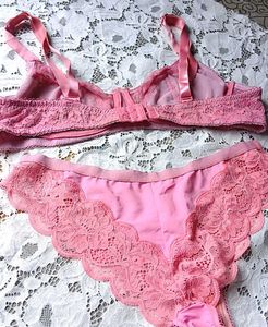 Pink Lace Bra and Panty Set
