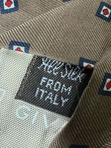 GIVENCHY Silk Necktie Brown Geometric Pattern