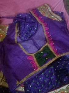 Exquisite Purple mirror work saree with designer b