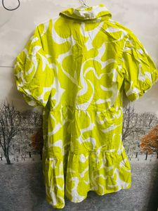 Lime Green Floral Tiered Dress