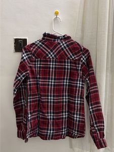 Red Plaid Button-Up Shirt