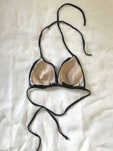 Black Embroidered Bikini Top