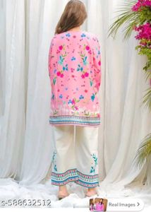 Stylish Pink Floral Kurta Palazzo Set