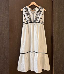 White Embroidered Midi Dress