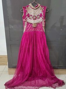 Elegant Pink Embellished Ethnic Gown