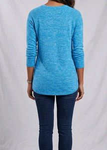 Blue Melange Textured Long Sleeve Top