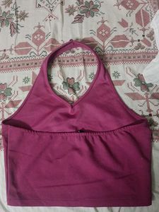 Fuchsia Halter Neck Crop Top