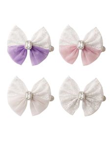 Cute Bow Hair Clips with Rhinestone set of 4
