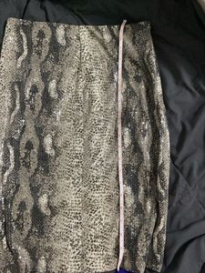 y2k Sequin Snake Print Midi Skirt